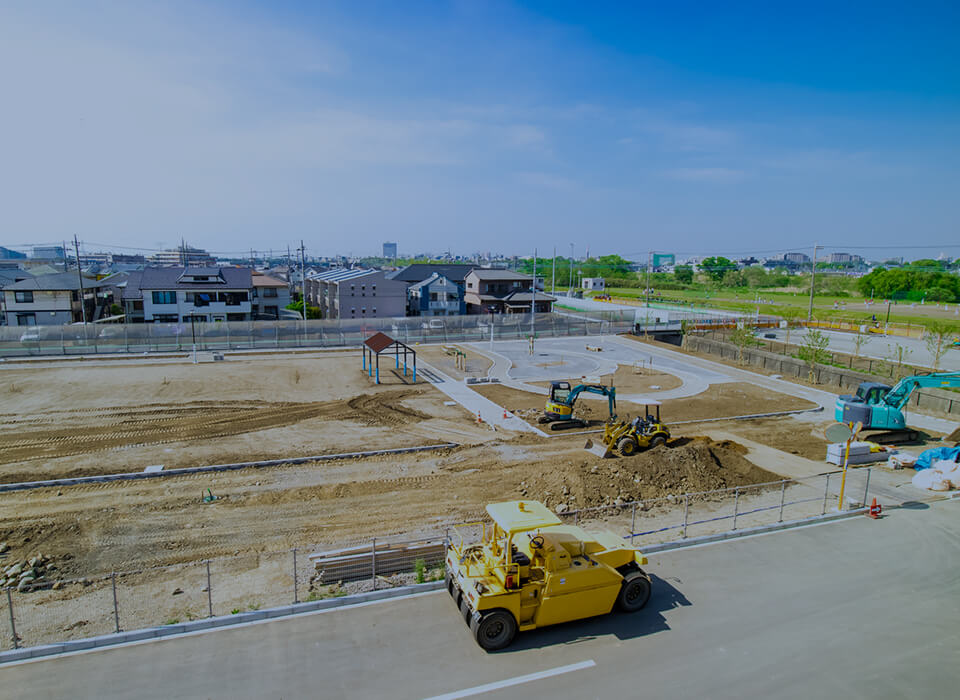 画像:工事現場の作業車
